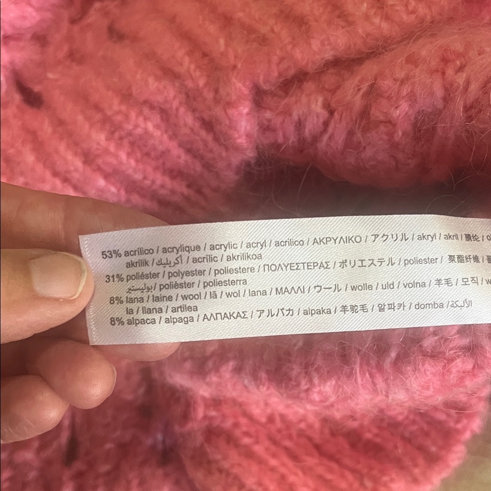 Zara Pink Cozy Scalloped Wool Alpaca 🦙 Blend Sweater - Picture 6 of 9